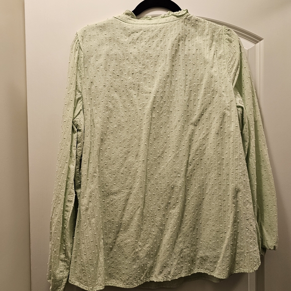Talbots Light Green Smocked Blouse Large | Spring Cottagecore Boho Top - Picture 6 of 6